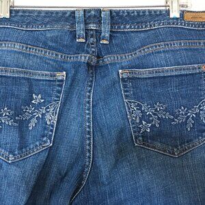 Eddie Bauer Women's Denim Blue Jeans, size 16R, Wide Cuff, 30" Long